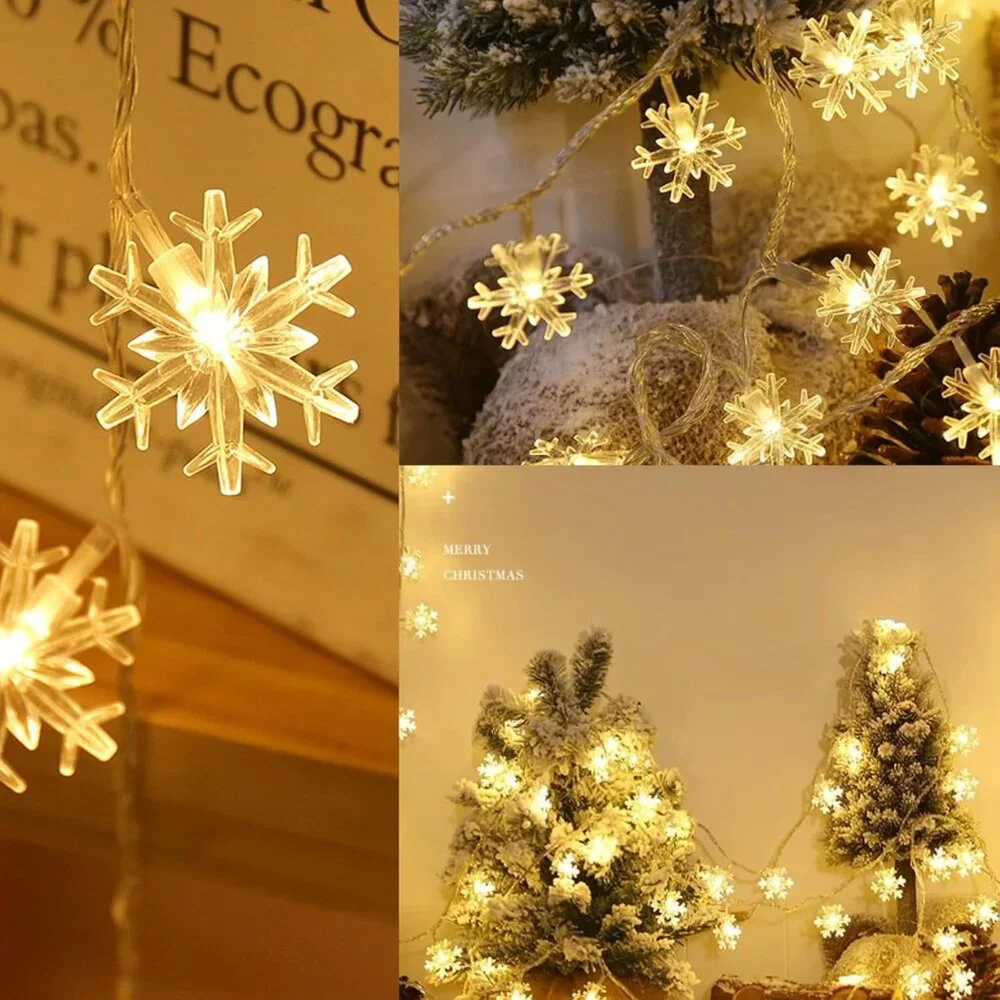 40 LED Snowflake String Lights - 19.7FT Battery-Powered for Magical Celebrations